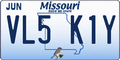 MO license plate VL5K1Y