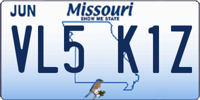 MO license plate VL5K1Z