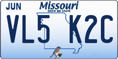 MO license plate VL5K2C