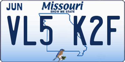 MO license plate VL5K2F