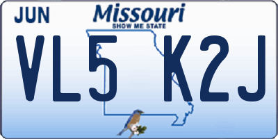 MO license plate VL5K2J