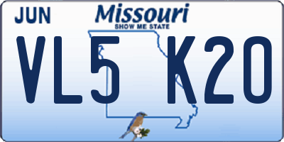 MO license plate VL5K2O