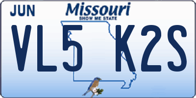 MO license plate VL5K2S