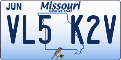 MO license plate VL5K2V