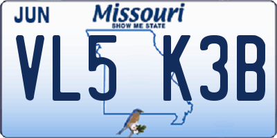 MO license plate VL5K3B