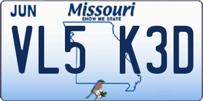 MO license plate VL5K3D