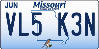 MO license plate VL5K3N