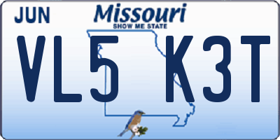 MO license plate VL5K3T