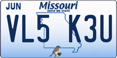 MO license plate VL5K3U