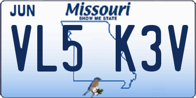 MO license plate VL5K3V