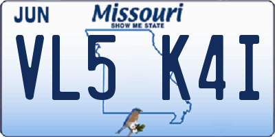 MO license plate VL5K4I
