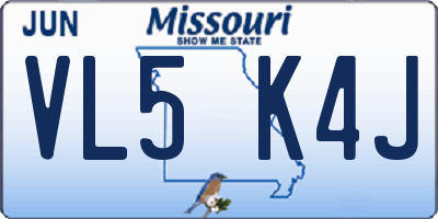 MO license plate VL5K4J