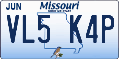 MO license plate VL5K4P