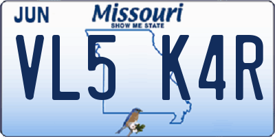 MO license plate VL5K4R