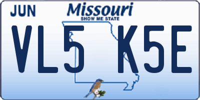 MO license plate VL5K5E