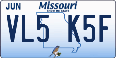 MO license plate VL5K5F