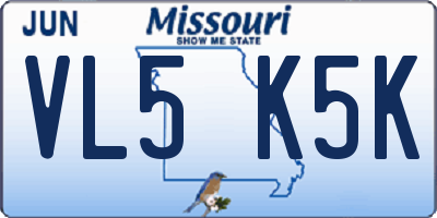 MO license plate VL5K5K