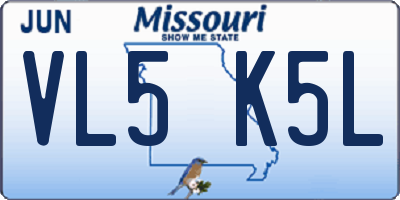 MO license plate VL5K5L