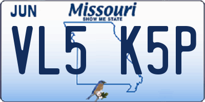 MO license plate VL5K5P