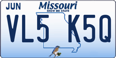 MO license plate VL5K5Q