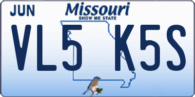 MO license plate VL5K5S