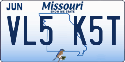 MO license plate VL5K5T