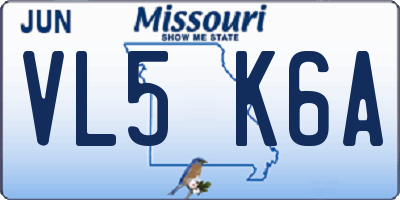 MO license plate VL5K6A