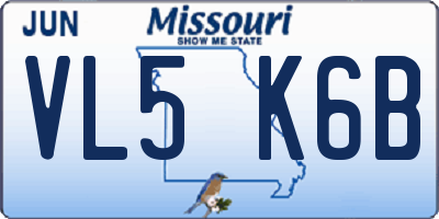 MO license plate VL5K6B