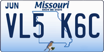 MO license plate VL5K6C