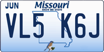 MO license plate VL5K6J