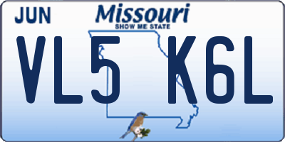 MO license plate VL5K6L
