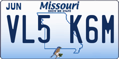 MO license plate VL5K6M