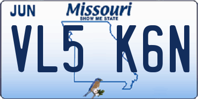 MO license plate VL5K6N