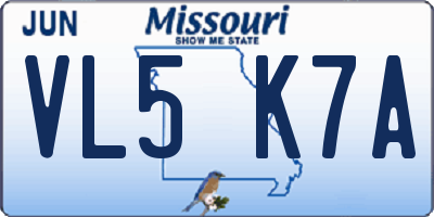 MO license plate VL5K7A