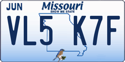 MO license plate VL5K7F