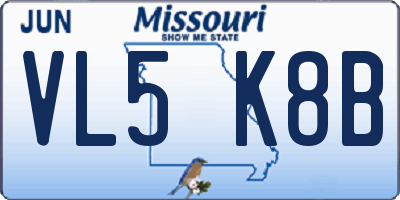 MO license plate VL5K8B