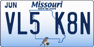 MO license plate VL5K8N