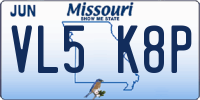 MO license plate VL5K8P
