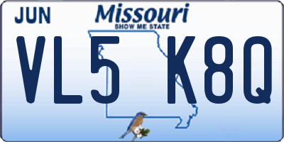 MO license plate VL5K8Q