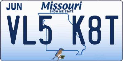 MO license plate VL5K8T