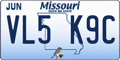 MO license plate VL5K9C