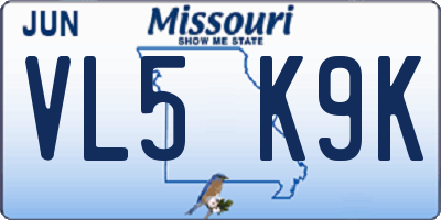 MO license plate VL5K9K