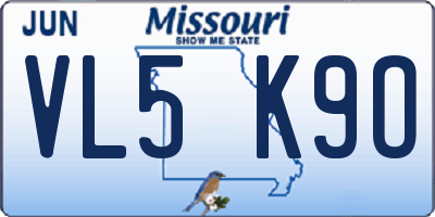 MO license plate VL5K9O