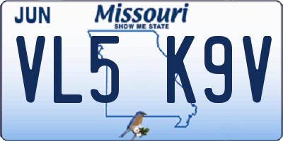 MO license plate VL5K9V