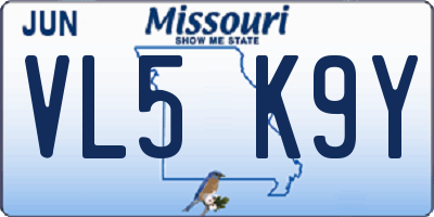 MO license plate VL5K9Y