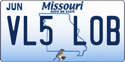 MO license plate VL5L0B