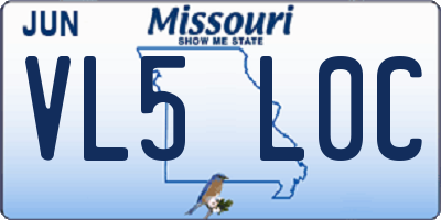 MO license plate VL5L0C
