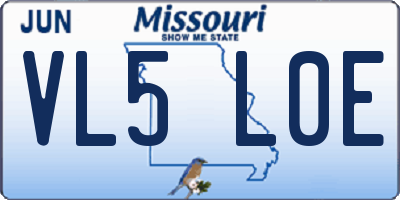 MO license plate VL5L0E