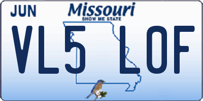 MO license plate VL5L0F