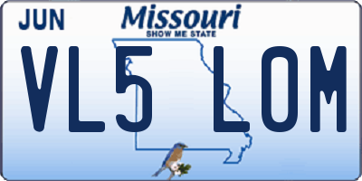 MO license plate VL5L0M